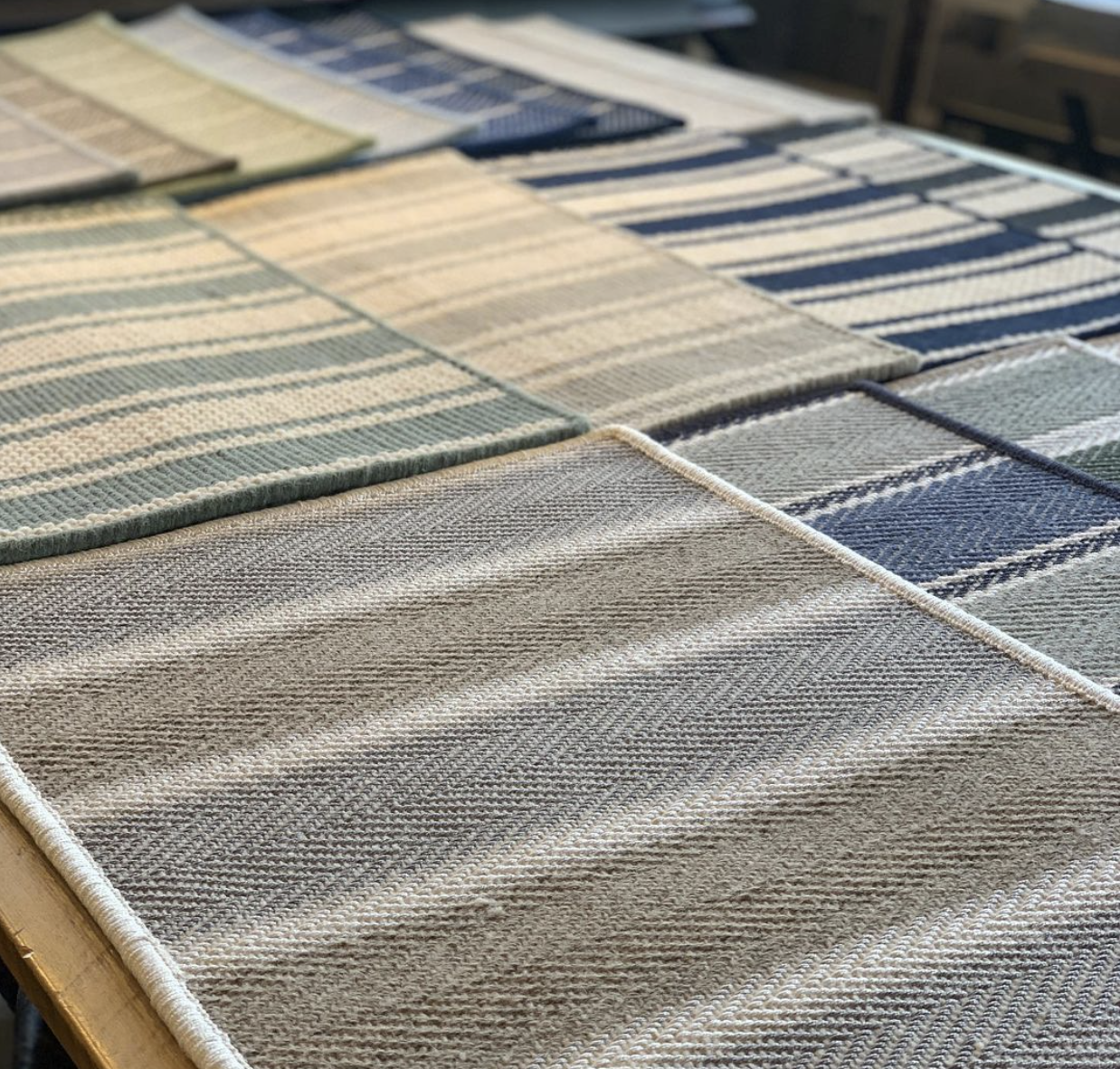 rug samples on table